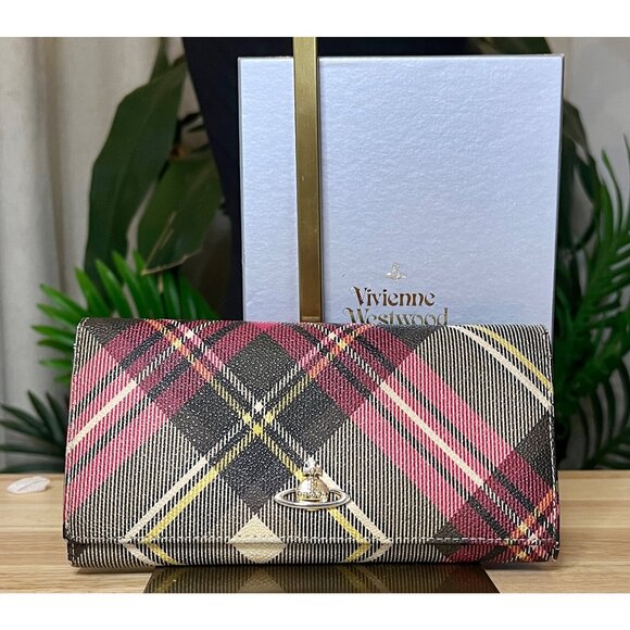 Vivienne Westwood Tartan Check Wallet With Gold Orb Logo - Picture 1 of 15